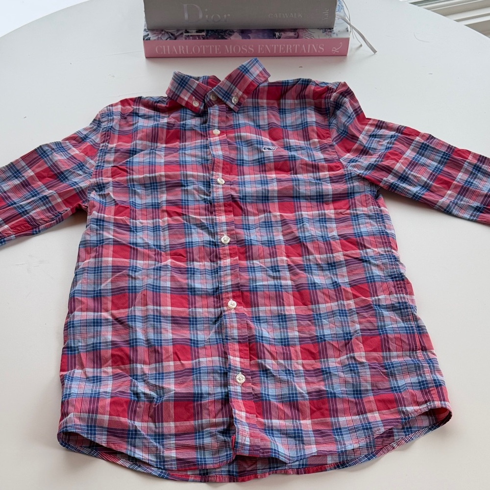 Plaid Kids Shirt - Red and Blue